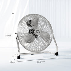 Kozy Metal Floor Fan with 3 Speeds & 120° Adjustable Tilt - Silver Tone
