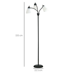 Kozy Arc Tree Floor Lamp with 3 Adjustable Rotating Lights, Industrial Standing Lamp with Steel Frame for Bedroom Living Room, 155cm, Black