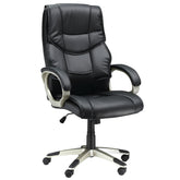 HOMCOM Comfortable Desk Chair Faux Leather Office Chair w/ Adjustable Height & Movable Wheels for Work, Study, Lounge and Bedroom, Black | Aosom UK