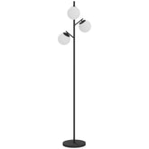 Kozy - 3-Light Tree Floor Lamps for Living Room, Modern Standing Lamp for Bedroom with Globe Lampshade, Steel Base, Bulb not Included, Black