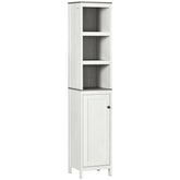 Kozy Tall Bathroom Storage Cabinet, Freestanding Tower Cabinet with 3 Open Shelves and Adjustable Shelf, Antique White