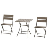 Kozy 3 Piece Foldable Garden Bistro Set Patio Furniture Set with Table and 2 Chairs for Conservatory Balcony Terrace, Grey