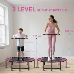 Kozy Mini Round Steel Frame Trampoline w/ Adjustable Handle, Pink