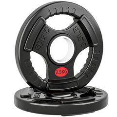 Kozy Olympic Weight Plates, 2"/5cm Weight Disc Pair with Tri-Grips, 2 x 2.5kg Dumbbell Plates for Weightlifting and Strength Training Home Gym Fitness Workout, Black