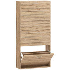 Kozy 12-Shoe Flip Drawer Storage Cabinet - Brown Wood-Effect