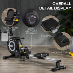 Kozy Folding Rowing Machine, Magnetic Rower Machine with 8 Levels Quiet Resistance, LCD Monitor, Wheels, Aluminium Slide Rail, Vertical Storage, 102kg Weight Capacity for Home Gym Cardio Training