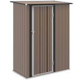 Outsunny 5ft x 3ft Garden Metal Storage Shed, Outdoor Tool Shed with Sloped Roof, Lockable Door for Equipment, Bikes, Brown