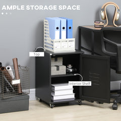 Kozy Rolling Metal Filing Cabinet, Industrial Mobile Storage Cabinet with Adjustable Shelf and Wheels for Home Office Living Room, Black