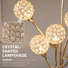 Kozy Crystal Floor Lamps for Living Room Bedroom with 5 Light, Modern Upright Standing Lamp, 34x25x156cm, Gold Tone