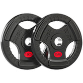 Kozy Olympic Weight Plates, 2"/5cm Weight Disc Pair with Tri-Grips, 2 x 15kg Dumbbell Plates for Weightlifting and Strength Training Home Gym Fitness Workout, Black