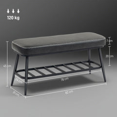 Kozy - PU Leather Shoe Storage Bench - Charcoal Grey