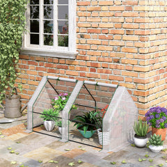 Outsunny Compact Cultivator: Petite Greenhouse with Steel Frame, PE Cover & Zippered Window for Nurturing Plants, Pristine White | Aosom UK