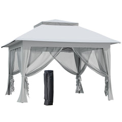 Kozy 3.6 x 3.6 m Pop up Gazebo with Netting, Height Adjustable Party Tent Instant Canopy Sun Shade Shelter, Grey