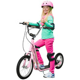 Kozy Kids Scooter, Teen Kick Scooter with Rubber Wheels, 16" Front Wheel, Height Adjustable Handlebar, Dual Brakes, Kick Stand, for 5+ Years, Pink