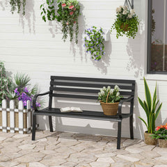 Kozy Stylish 2 Seater Metal Garden Porch Chair Bench Stable Patio Outdoor Park Metal Bench - Black