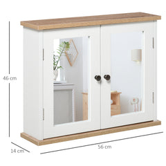 Kozy Bathroom Mirror Cabinet Wall Mounted Storage Cupboard with Double Door and Adjustable Shelf, White