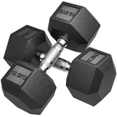 Kozy - 2x12.5KG Rubber Hex Dumbbell Portable Hand Weights Dumbbell Home Gym