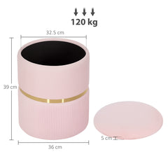 Kozy Velvet-Feel Storage Ottoman - Pink