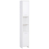 Kozy Bathroom Floor Storage Cabinet Slim Tallboy w/ Door Cupboard & Shelves For Living Room, Bedroom, Hallway White