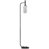 Kozy - Floor Lamp for Living Room with Glass Lampshade, Modern Standing Lamp with Foot Switch for Bedroom, Bulb not Included, Black
