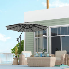 Outsunny Waterproof 3(m) Convertible Cantilever Parasol and Centre-post Garden Parasol with Cross Base, 360 Rotation Banana Parasol | Aosom UK