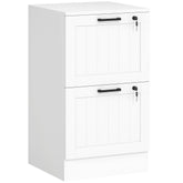 Kozy 2 Drawer Filing Cabinet with Lock, Office Storage Cabinet with Adjustable Hanging Bars for A4 Letter Size Files, White