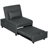 HOMCOM Convertible Chair Bed w/ Padding Seat, 3-in-1 Multi-Functional Sleeper Chair Bed, Recliner w/ Adjustable Backrest, Wheels and Pillow, Grey