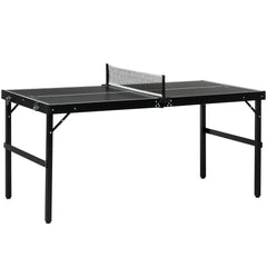 Kozy 5ft Mini Table Tennis Table, Folding Ping Pong Table with Net and Aluminium Frame, Portable Ping Pong Game Set for Indoor Outdoor Use, Black