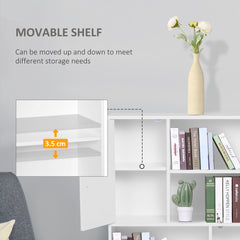 Kozy Sideboard Bookshelf Free Standing Bookcase Shelves Unit Display Storage Cabinet w/ Adjustable Shelves, Wooden Leg, Two Doors, White