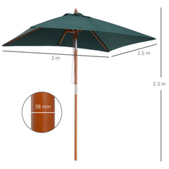 Outsunny Waterproof Garden Umbrella Patio Umbrella Market Parasol, Outdoor Sunshade 6 Ribs w/ Wood and Bamboo Frame, Brown Green | Aosom UK