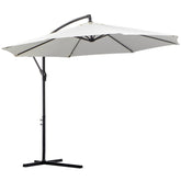 Outsunny 3(m) Garden Banana Parasol Hanging Cantilever Umbrella w/ Crank Handle, 8 Ribs and Cross Base for Outdoor, Sun Shade, Cream White | Aosom UK