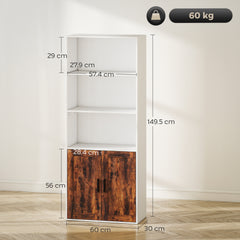 Kozy - 5-Tier Bookcase with Adjustable Shelf - Rustic Brown