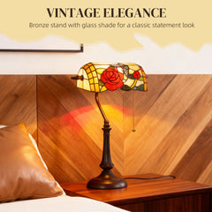 Kozy Tiffany-Style Rose and Butterfly Table Lamp - Multi