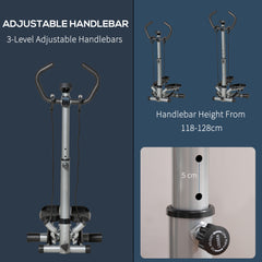 Kozy Adjustable Twist Stepper Fitness Step Machine, LCD Screen, Height-Adjust Handlebars, Home Gym, Silver and Black