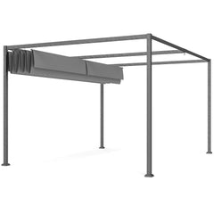 Kozy 4 x 3(m) Metal Outdoor Pergola with Retractable Roof, Outdoor Gazebo with Drainage Holes for Garden, Patio, Lawn, Grey