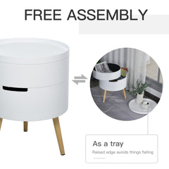Kozy 3-Tier Coffee Table, Round End Table with 2 Hidden Compartments and Detachable Tray, Side Table with Storage for Living Room, White