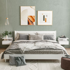 Kozy Set of Two Floating High Gloss Bedside Tables - White