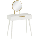 Kozy Elegant Dressing Table, with Round Mirror, 80 x 40 x 123 cm - White