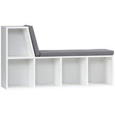 Kozy Bookcase Storage Shelf with Cushioned Reading Seat, Bookshelf Storage Cabinet for Study Living Room, White