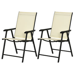 Kozy Set of Two Folding Garden Chairs - Beige