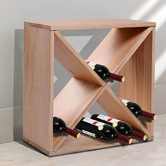 Kozy Wooden Wine Rack for 24 Bottle Square Tabletop Storage Holder Stand