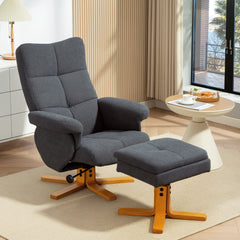 Kozy - Linen-Look Recliner, with Storage Ottoman - Grey