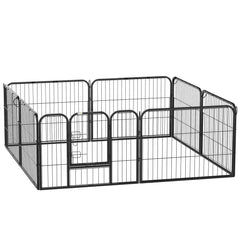 PawHut Heavy-Duty Dog Playpen, 8 Panel Steel Pet Exercise Pen, Foldable and Portable, Black