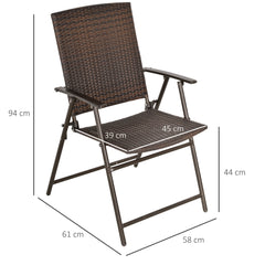 Kozy Set of Two Folding Rattan Seat Chairs - Brown