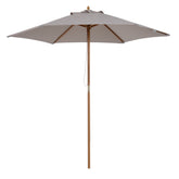Kozy 2.5m Wood Garden Parasol Sun Shade Patio Outdoor Wooden Umbrella Canopy, Table Market Umbrella with Vent, 38mm Pole, Rope Pulley Mechanism, Grey