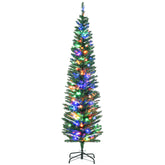 Kozy - 6' Artificial Prelit Christmas Trees Holiday Décor with Colourful LED Lights, Pencil Shape, Steel Base