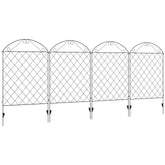 Outsunny Decorative Fence, 43in x 11.5ft Outdoor Picket Panels, 4PCs Rustproof Metal Wire Landscape Flower Bed Border Edging, Black | Aosom UK