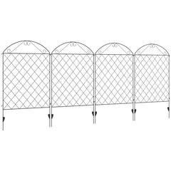 Outsunny Decorative Fence, 43in x 11.5ft Outdoor Picket Panels, 4PCs Rustproof Metal Wire Landscape Flower Bed Border Edging, Black | Aosom UK