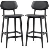 HOMCOM Bar Stools Set of 2, Modern Breakfast Bar Chairs, Faux Leather Upholstered Counter Bar Stool with Backs and Wood Legs, Black | Aosom UK