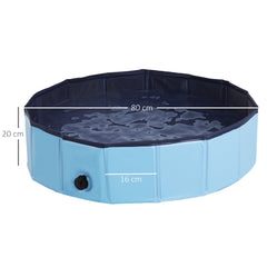PawHut Pet Swimming Pool, Foldable, 80 cm Diameter-Blue | Aosom UK